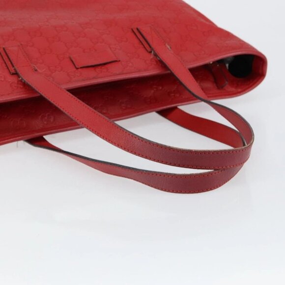 GUCCI GG Canvas Guccissima Tote Bag Leather Gold Red 211137 Auth 146617 - Picture 8 of 16